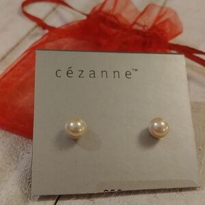 Cezanne Faux Pearl Stud Earrings
